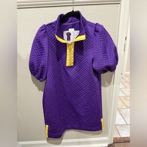 Purple Quilted Dress with Yellow Accents